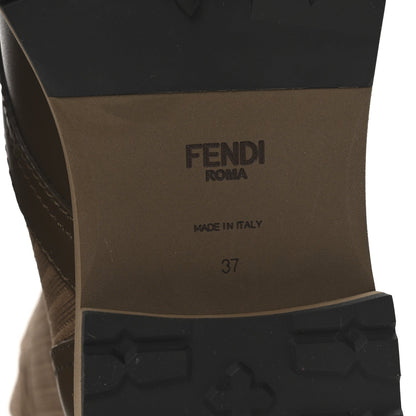 Fendi Vitello Stretch Fabric FF Rockoko Biker Boots 37 Maya Chocolate 7 of 9