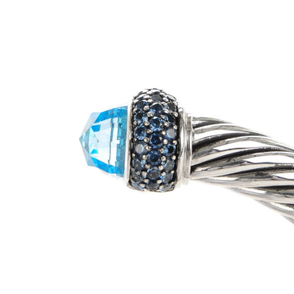 David Yurman Sterling Silver Sapphire Blue Topaz 7mm Cable Candy Cuff 6 of 6