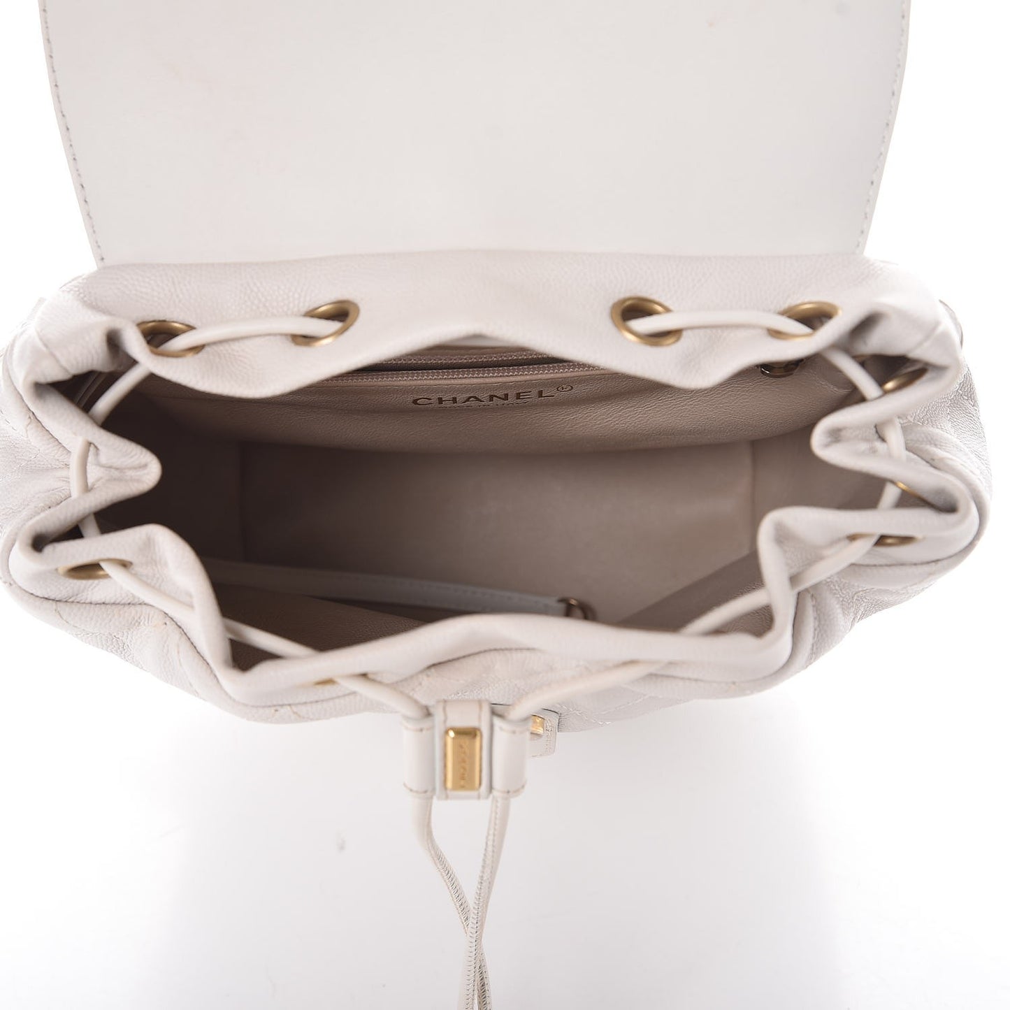 Caviar Quilted Filigree Backpack White