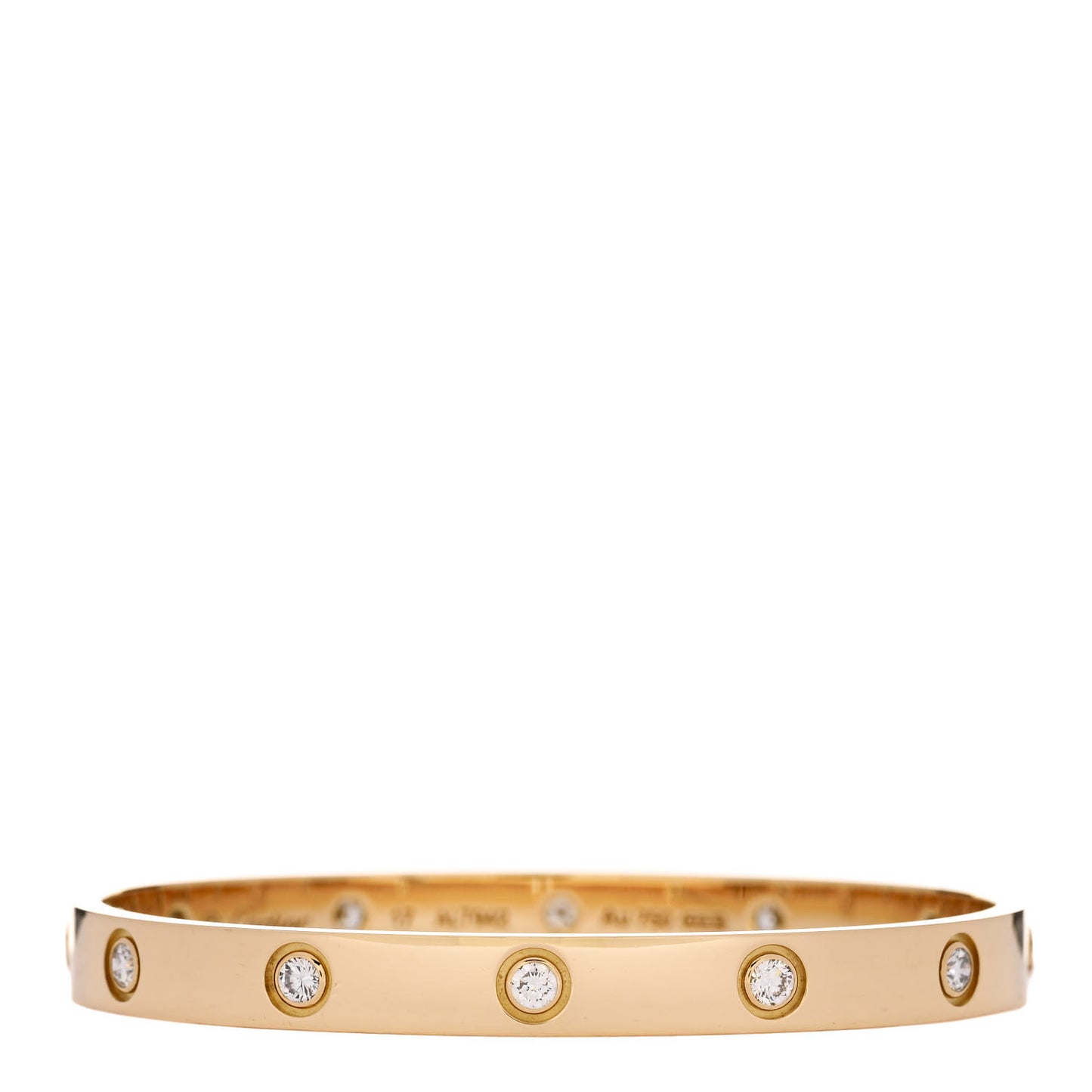 18K Yellow Gold 10 Diamond LOVE Bracelet 17