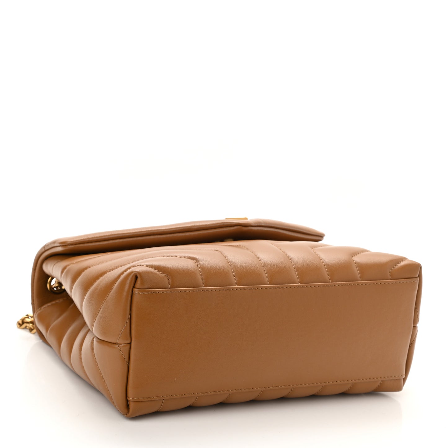 Calfskin Y Quilted Monogram Small Loulou Chain Satchel Dark Natural