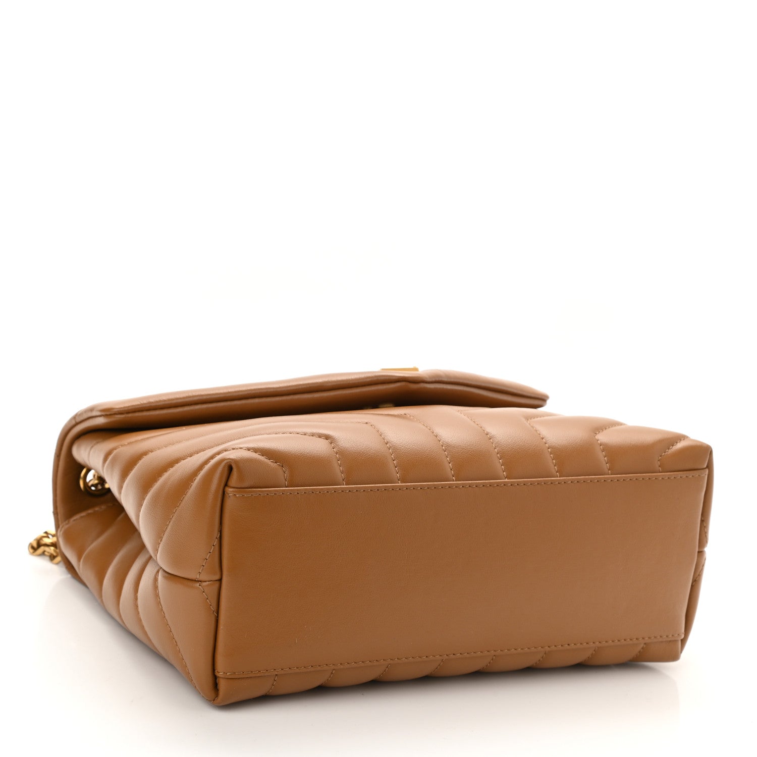 Saint Laurent Calfskin Y Quilted Monogram Small Loulou Chain Satchel Dark Natural 4 of 10