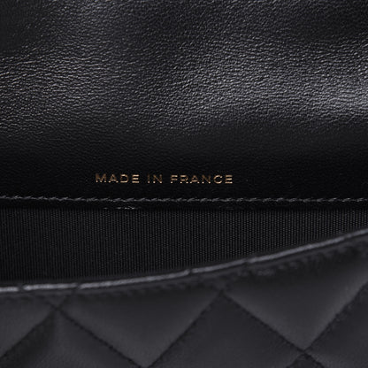 Chanel Lambskin Quilted Top Handle Flap Coin Purse With Chain Black 7 of 12