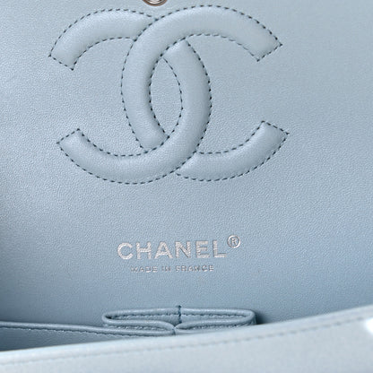 Chanel Perforated Lambskin Quilted Medium Double Flap Light Blue Light Purple White 9 of 19