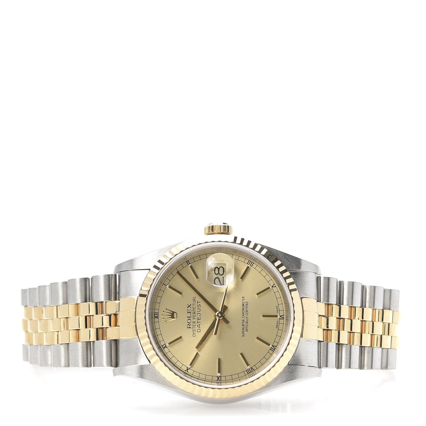Stainless Steel 18K Yellow Gold 36mm Oyster Perpetual Datejust Watch Champagne 16233