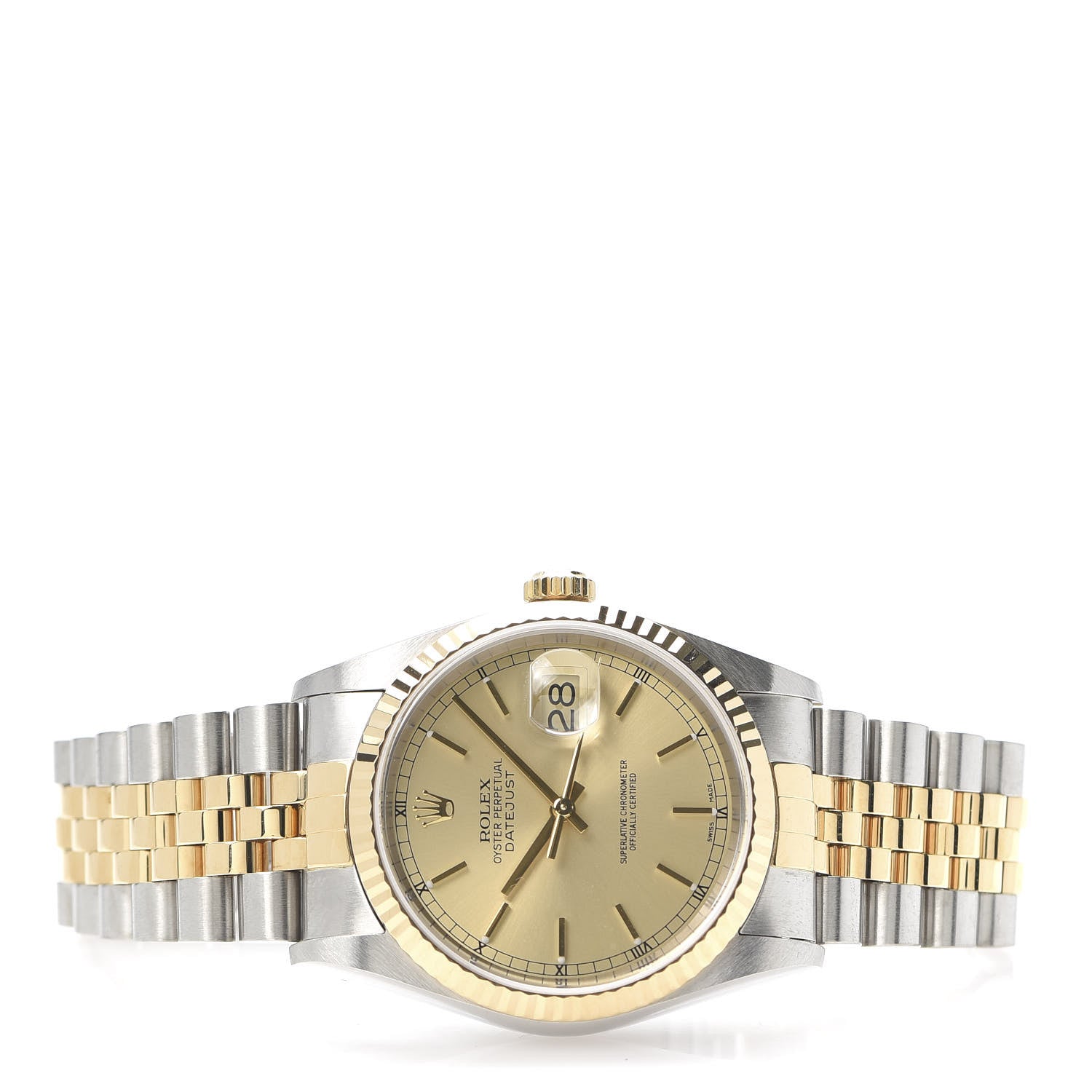 Rolex Stainless Steel 18K Yellow Gold 36mm Oyster Perpetual Datejust Watch Champagne 16233 3 of 6