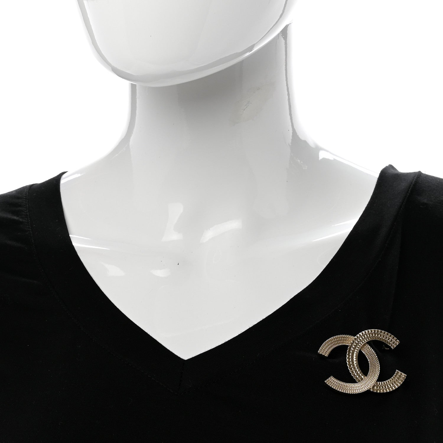 Chanel Metal Chain Quilted CC Brooch Gold 2 of 4