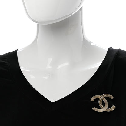 Chanel Metal Chain Quilted CC Brooch Gold 2 of 4