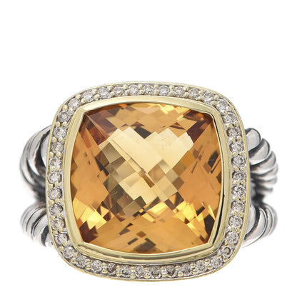 David Yurman Sterling Silver 18K Yellow Gold Diamond Citrine 14mm Albion Ring 62 10 1 of 5