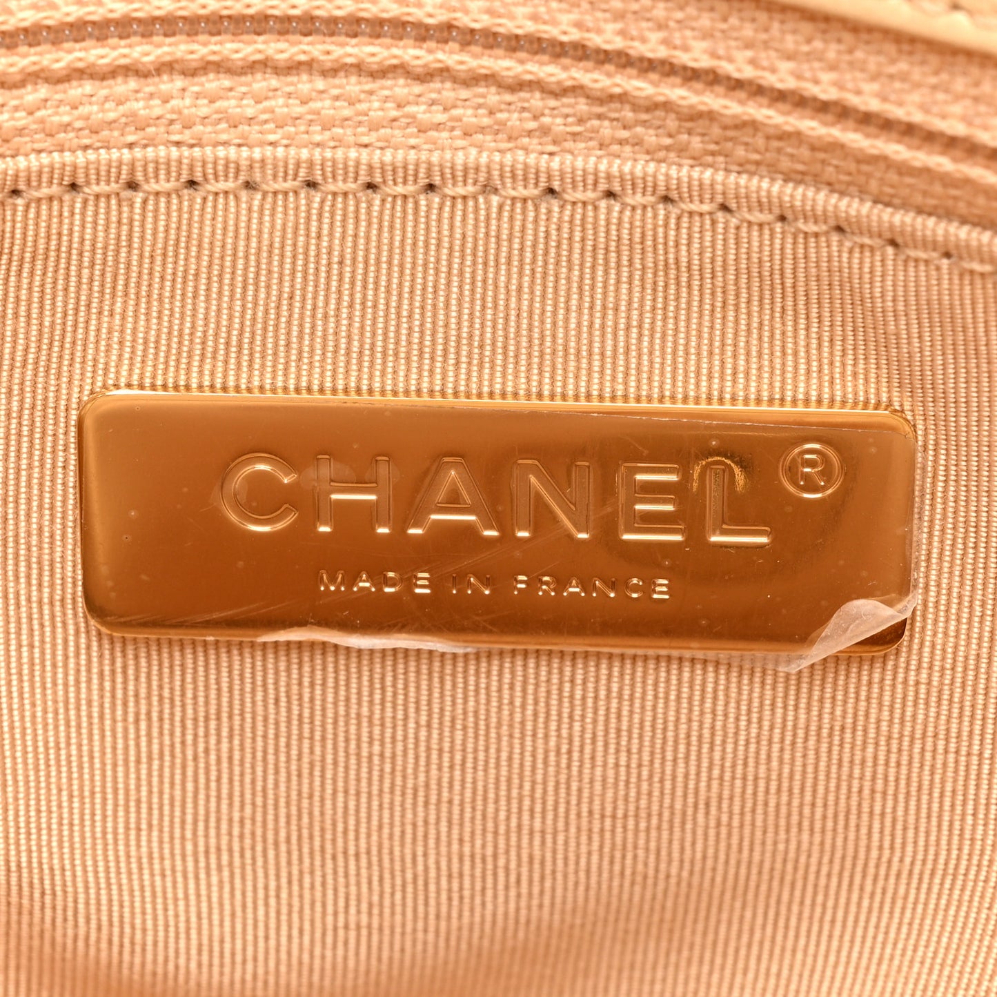 Goatskin Quilted Large Chanel 19 Flap Beige