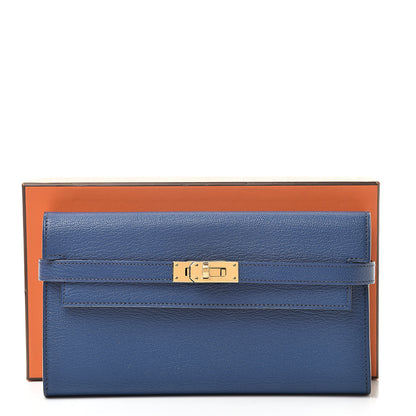 Hermes Chevre Mysore Kelly Longue Wallet Bleu Brighton 8 of 8