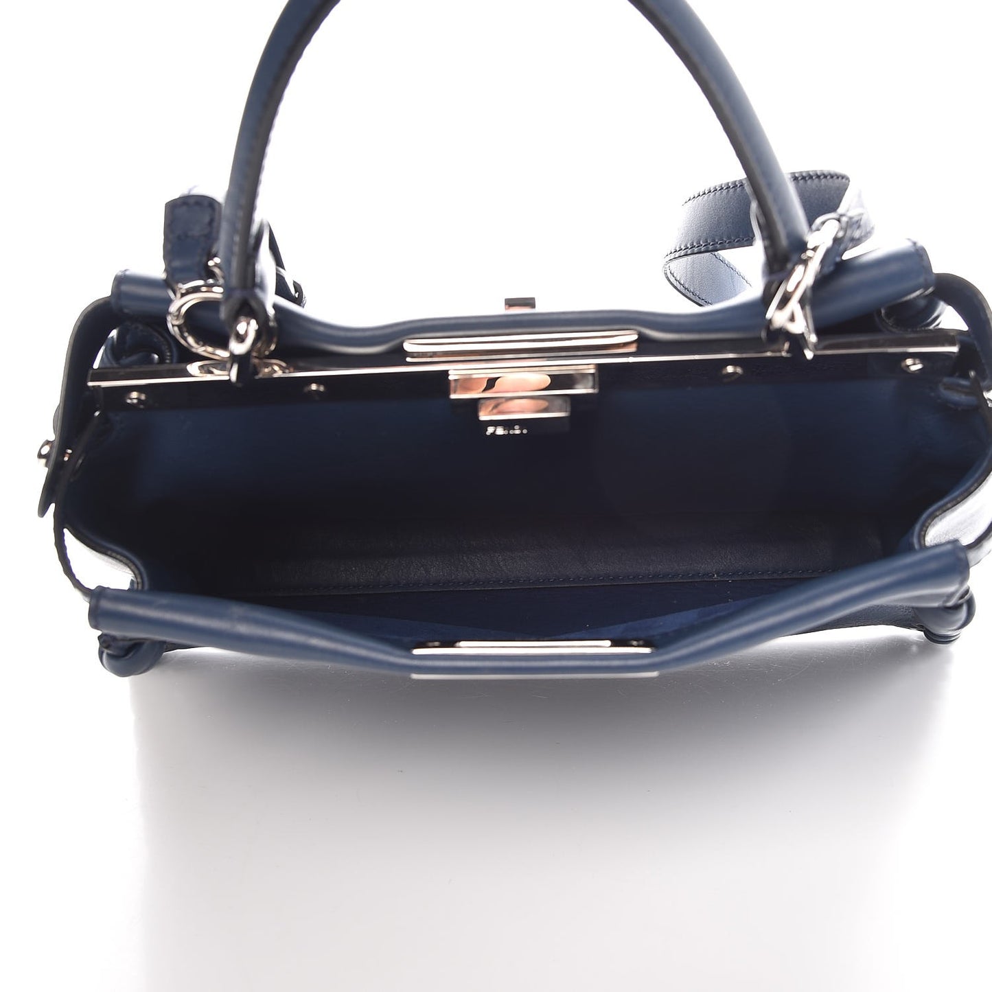 Calfskin Lace Up Medium Peekaboo Iconic Satchel Blue