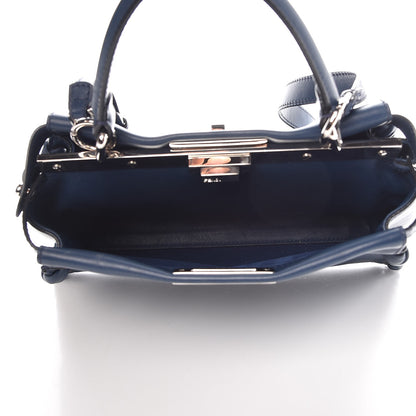 Fendi Calfskin Lace Up Medium Peekaboo Iconic Satchel Blue 6 of 13