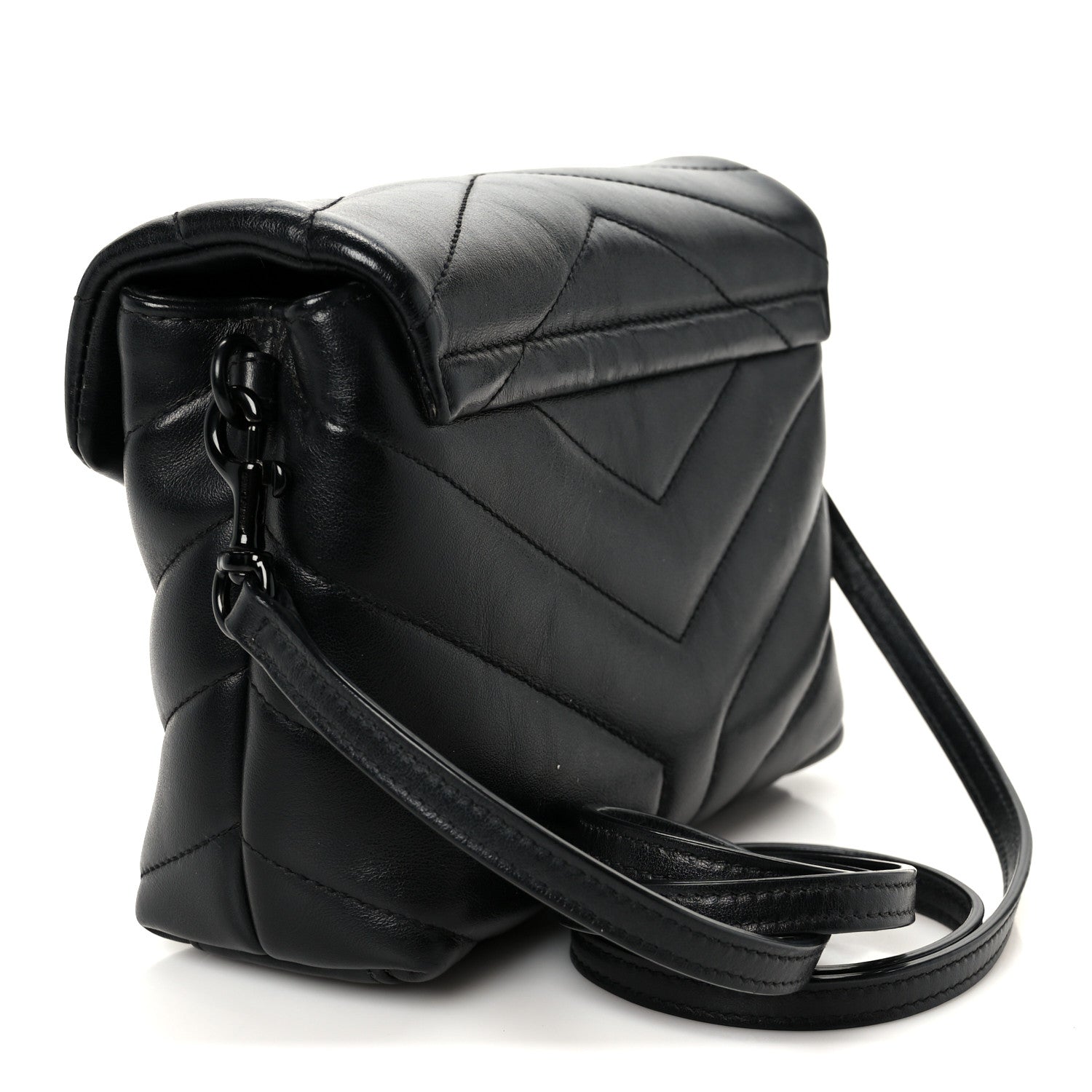 Saint Laurent Calfskin Y Quilted Monogram Monochrome Toy Loulou Crossbody Bag Black 3 of 12