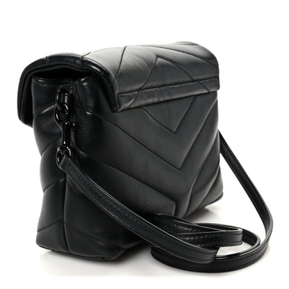 Saint Laurent Calfskin Y Quilted Monogram Monochrome Toy Loulou Crossbody Bag Black 3 of 12