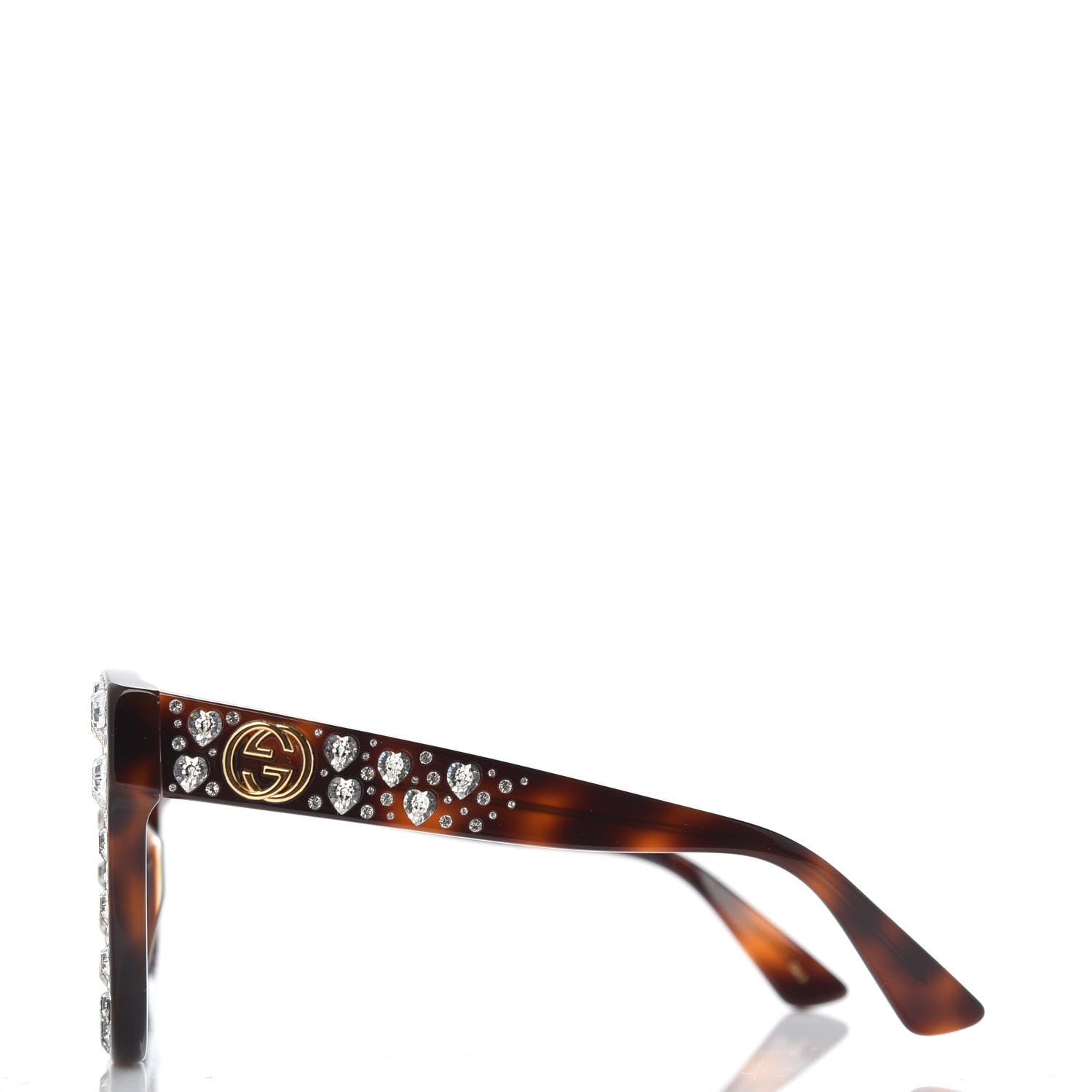 Gucci Acetate Hearts Cat Eye Sunglasses GG0116S Havana 3 of 8