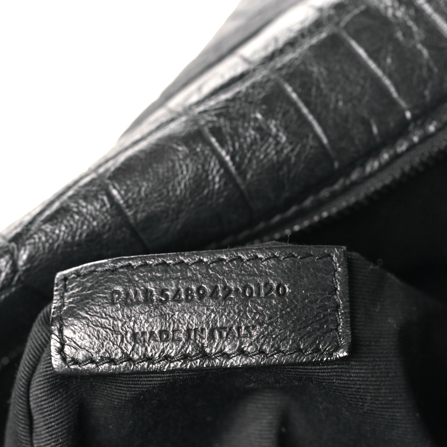 Crocodile Embossed Lambskin Monogram Medium Niki Chain Satchel Black