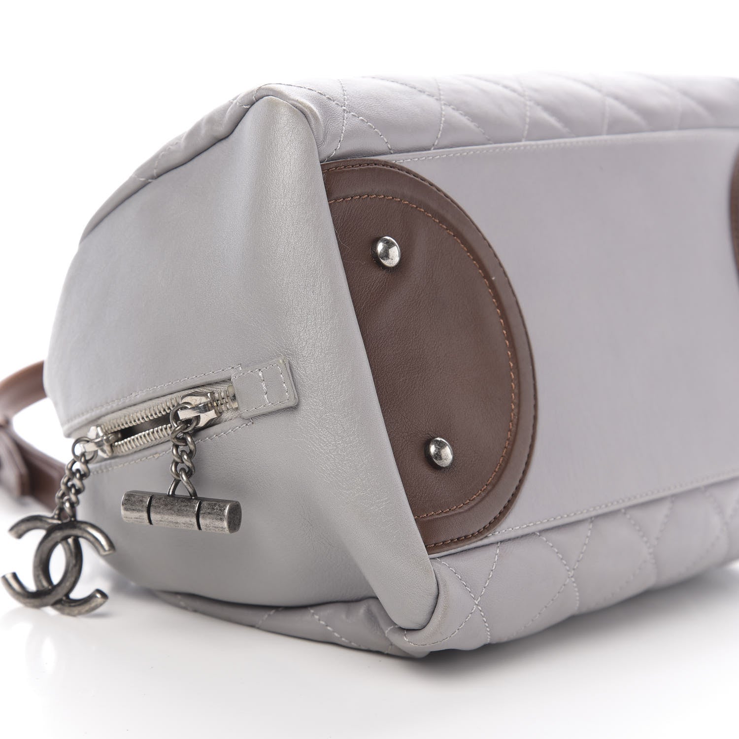 Chanel Calfskin Quilted Country Chic Bowler Grey 12 of 14