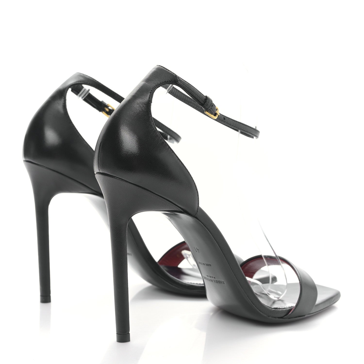Saint Laurent Calfskin Amber 105 Ankle Strap Sandals 41 Black 4 of 8