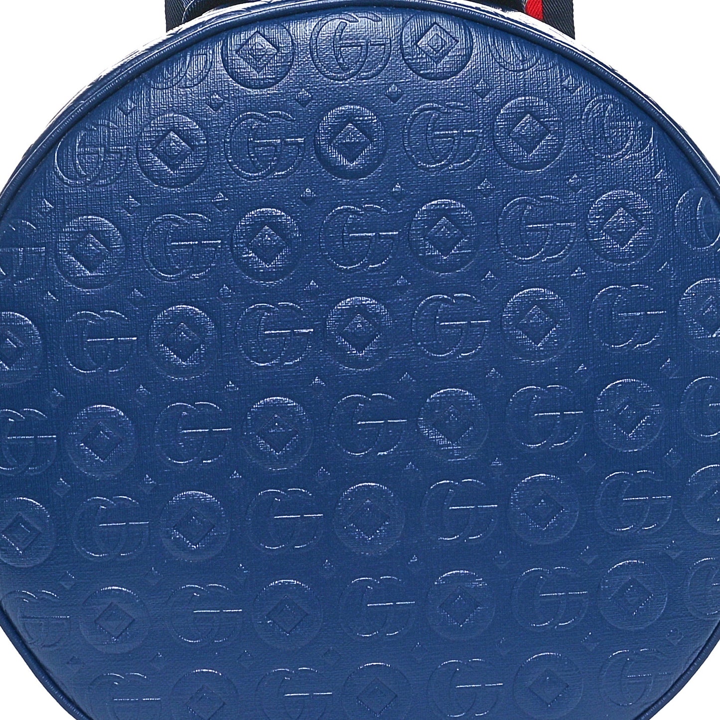 Textured Dollar Calfskin Web Debossed GG Kids Backpack Blue Agata