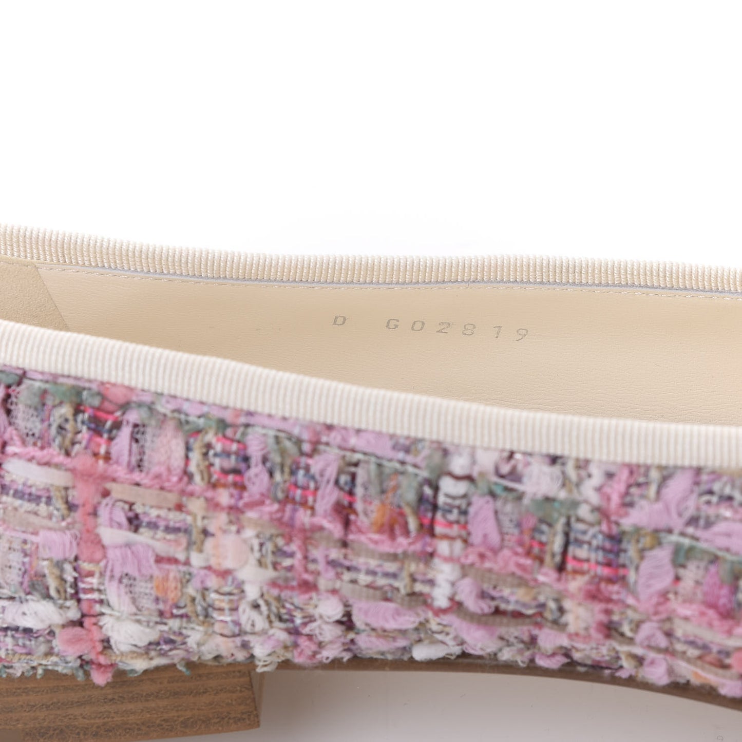 Tweed Calfskin Cap Toe Ballerina Flats 40.5 Pink