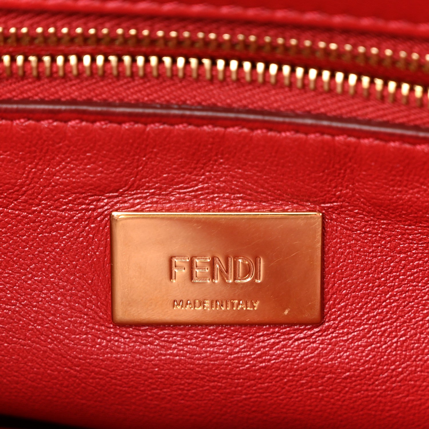 Fendi Ostrich Shiny Nappa Mini Peekaboo Iconic Satchel Fragola 6 of 10