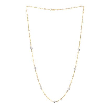Roberto Coin 18K Yellow White Gold Diamond By the Inch Seven Station Dog Bone Necklace 2 of 4