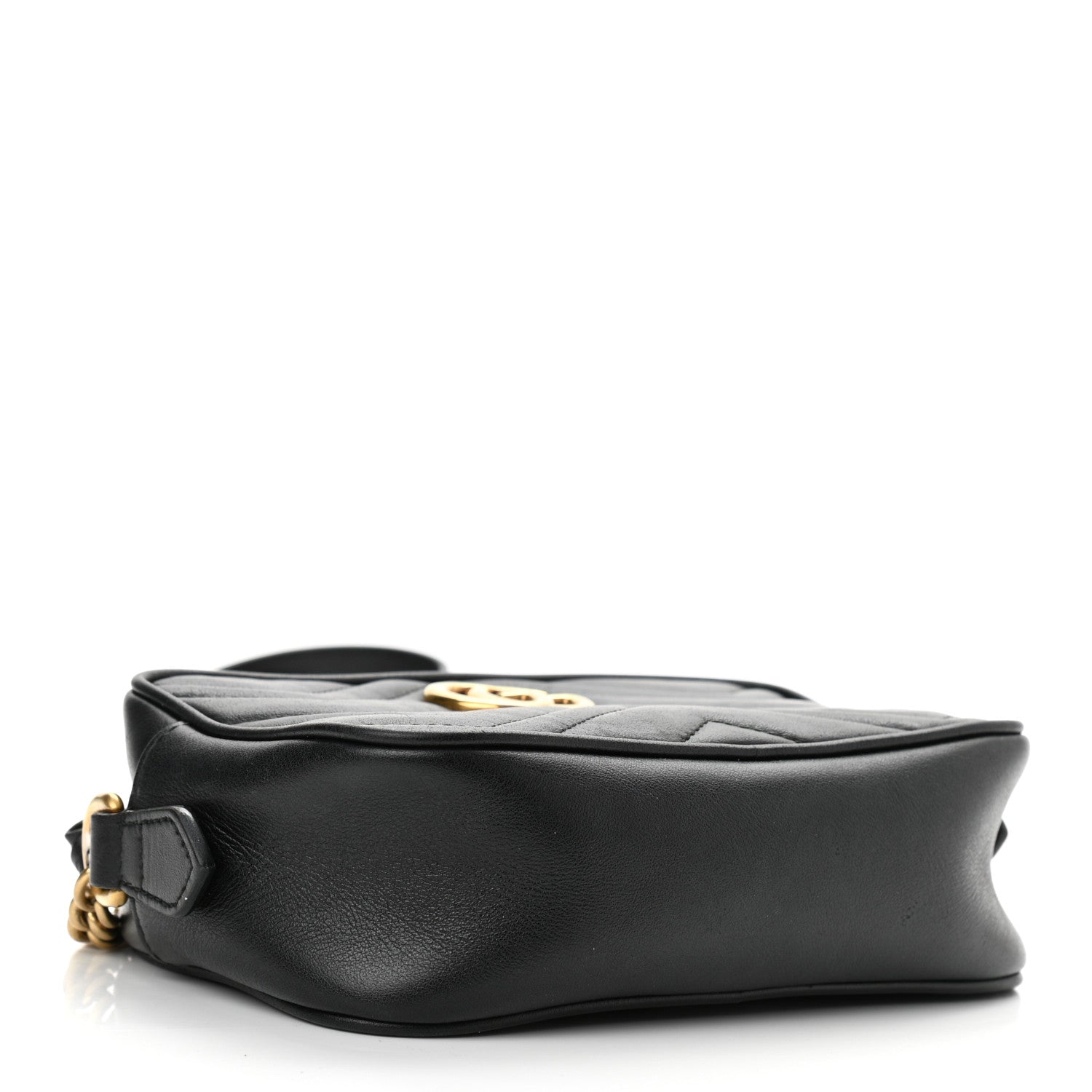 Gucci Calfskin Matelasse Mini GG Marmont Chain Shoulder Bag Black 4 of 10