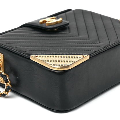 Chanel Calfskin Chevron Quilted Rock The Corner Minaudiere Bag Black 10 of 11