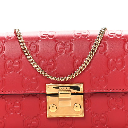 Gucci Guccissima Padlock Continental Chain Wallet Hibiscus Red 8 of 10