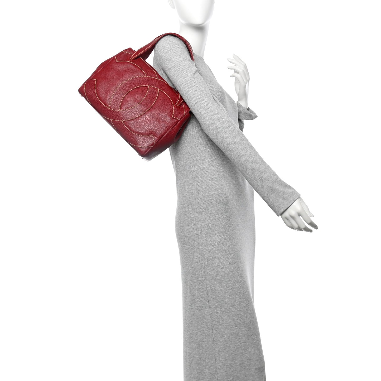 Caviar CC Stitched Tote Red
