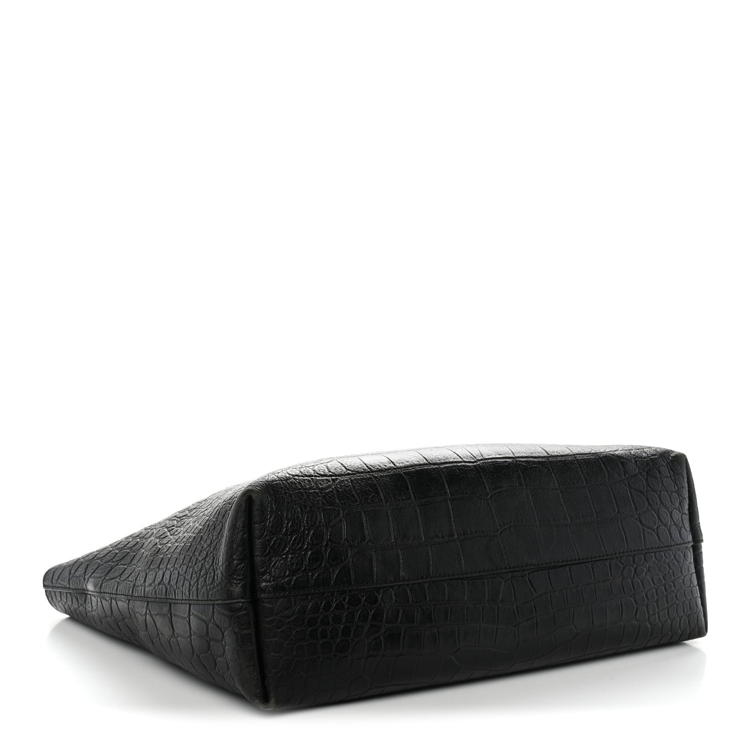 Saint Laurent Calfskin Crocodile Embossed Shopping Tote Black 5 of 16
