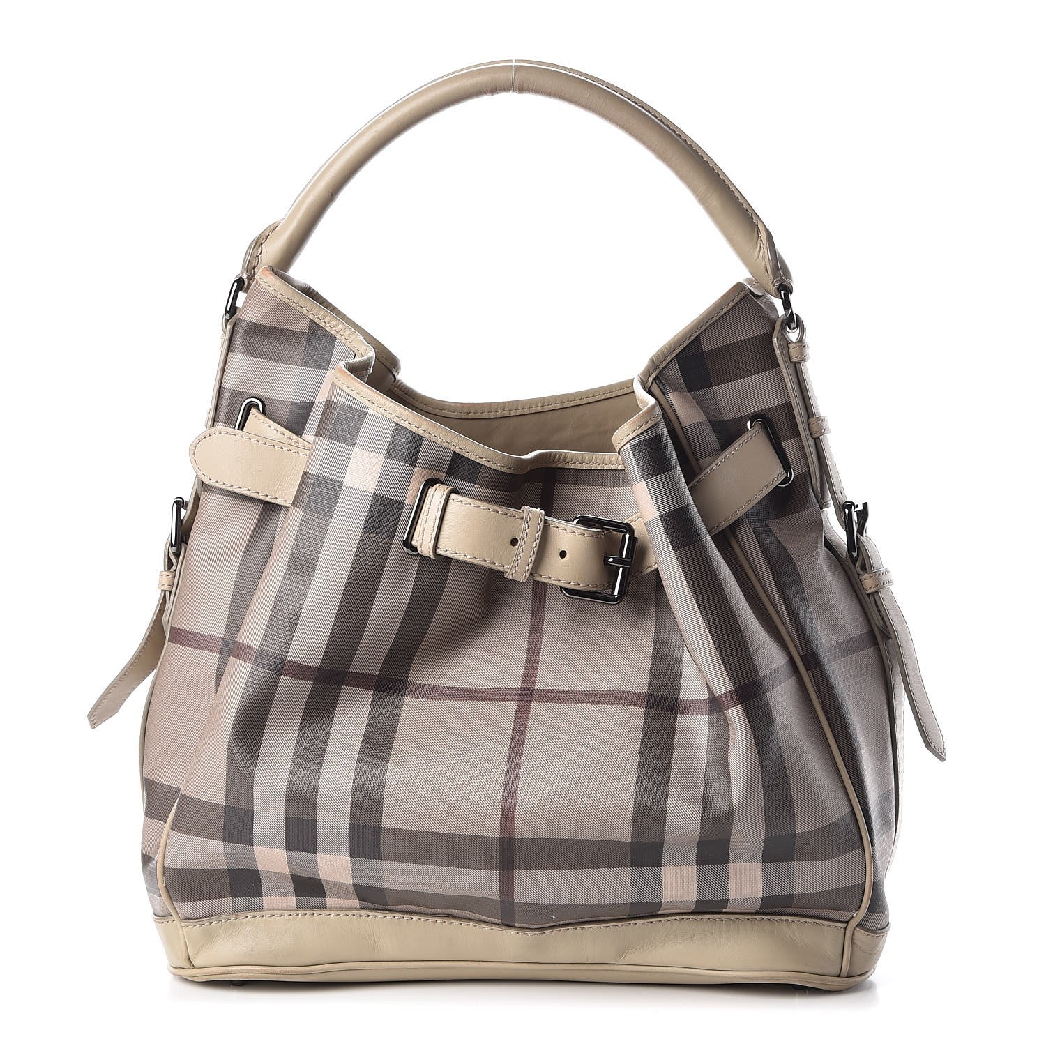 Burberry Smoked Check Medium Walden Belted Hobo Trench 1 of 12