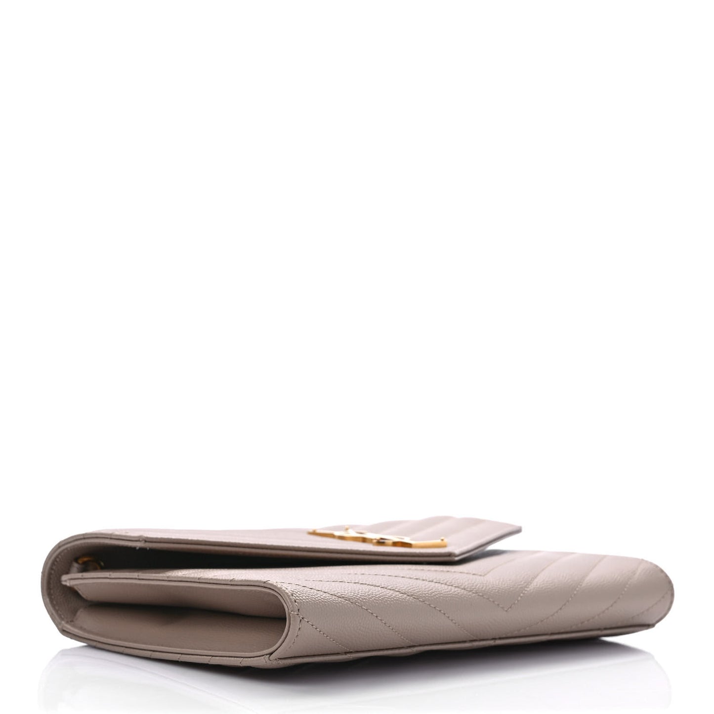 Grain De Poudre Matelasse Chevron Monogram Envelope Clutch Dark Beige