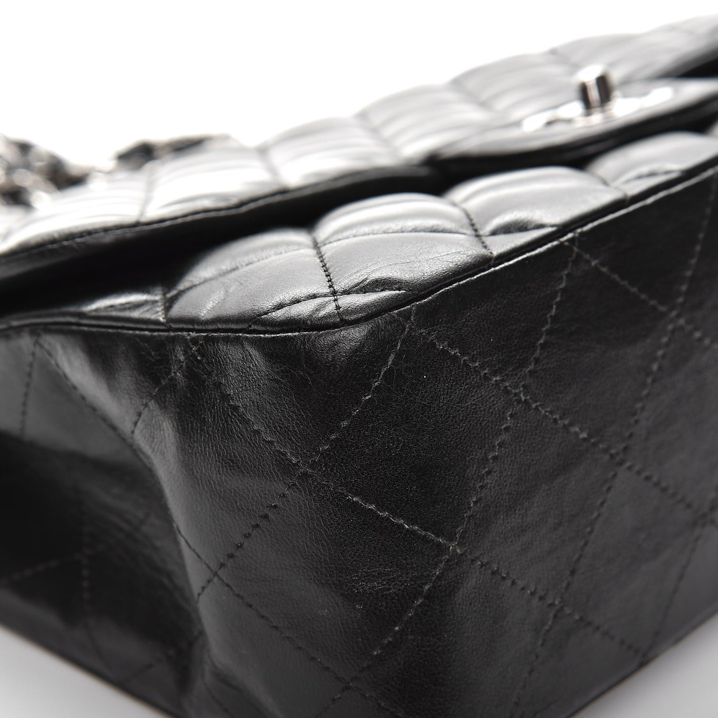 Lambskin Quilted Jumbo Single Flap Black