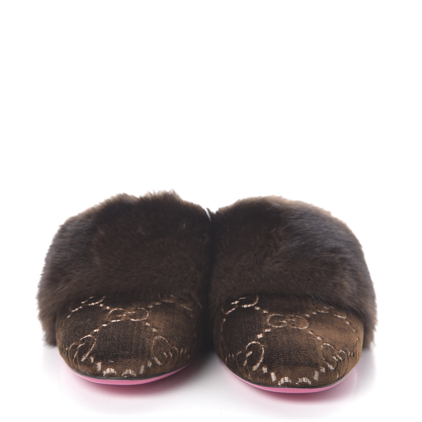 Mink Velvet GG Monogram Candy Mules 41 Scan Brown Brown