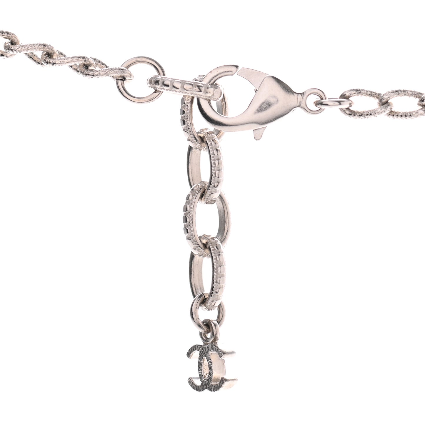 Crystal Baguette CC Double Strand Necklace Silver Blue