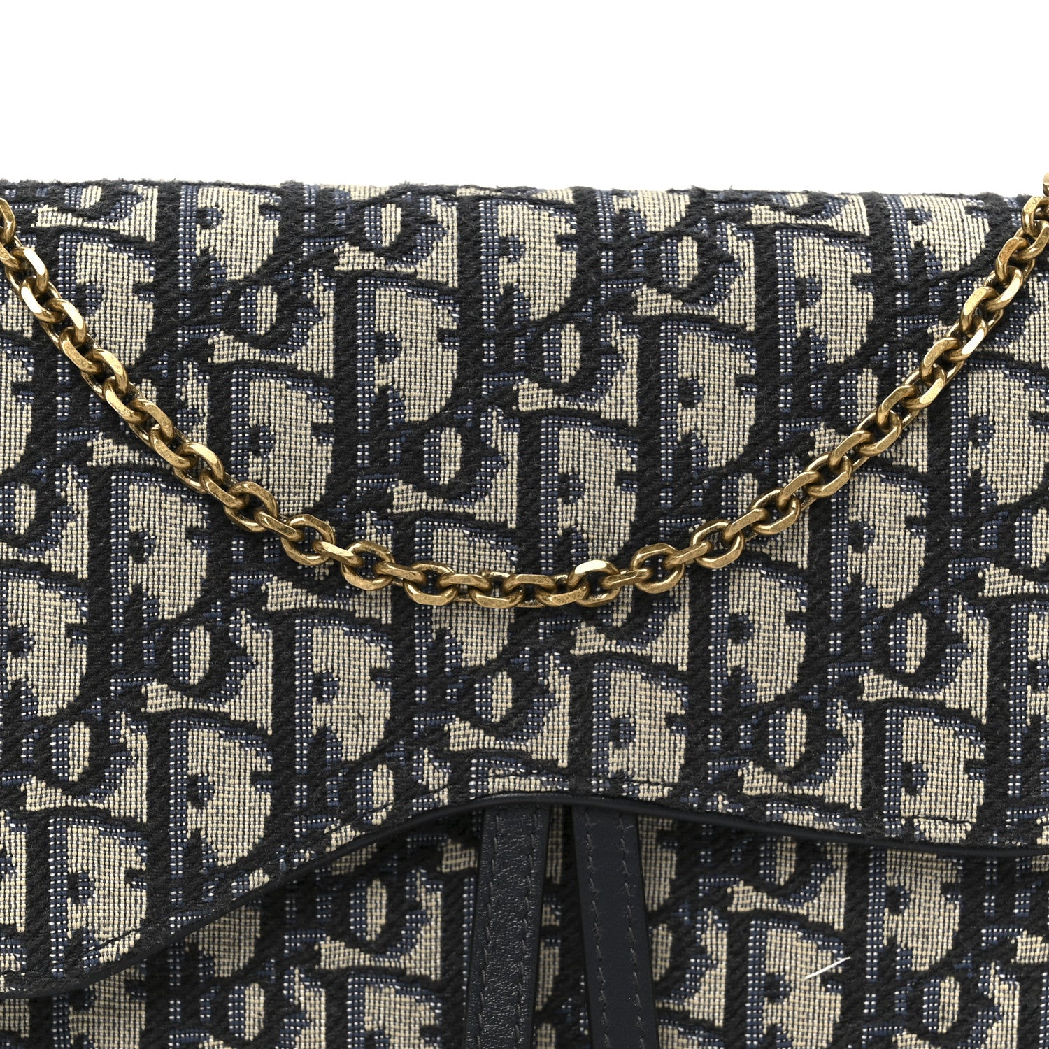 Christian Dior Oblique Saddle Chain Pouch Blue 8 of 10