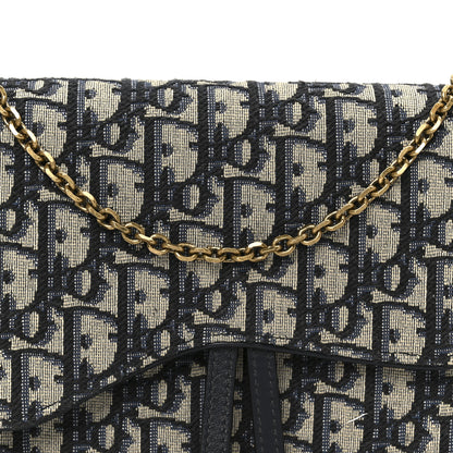 Christian Dior Oblique Saddle Chain Pouch Blue 8 of 10