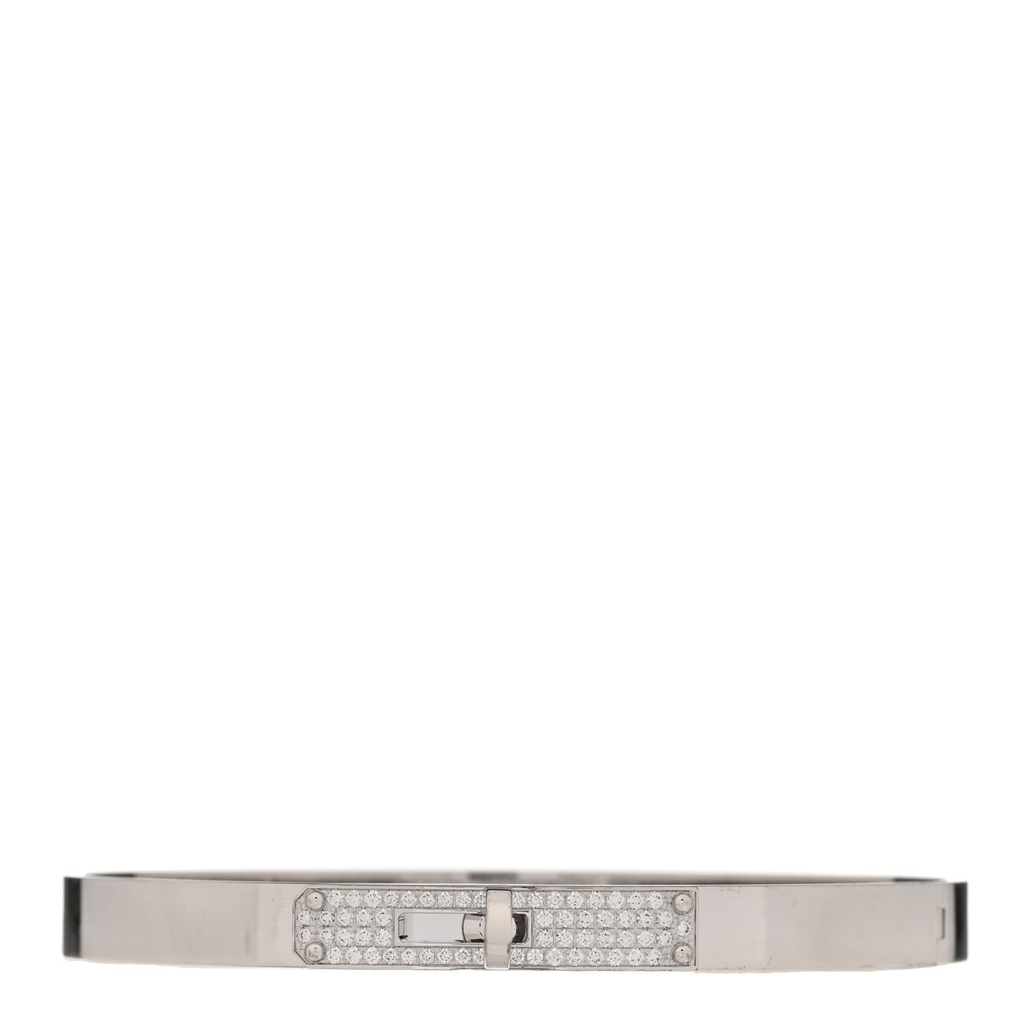 Hermes 18K White Gold Diamond PM Kelly Pave Bracelet ST 1 of 5