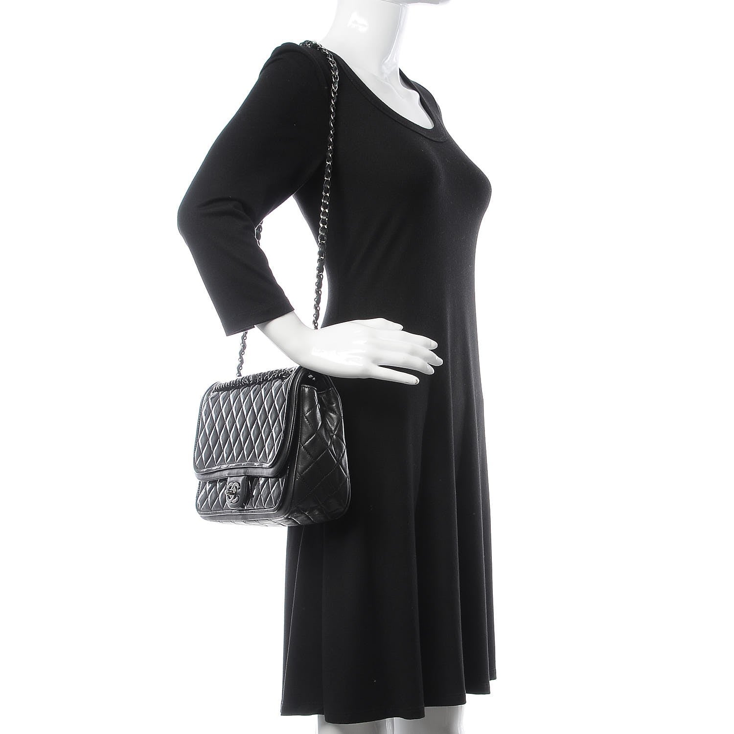 Chanel Patent Quilted Jumbo Classic Twist Flap Bag Black 2 of 9