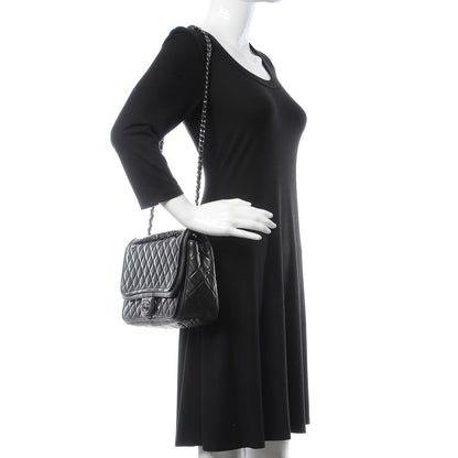 Chanel Patent Quilted Jumbo Classic Twist Flap Bag Black 2 of 9