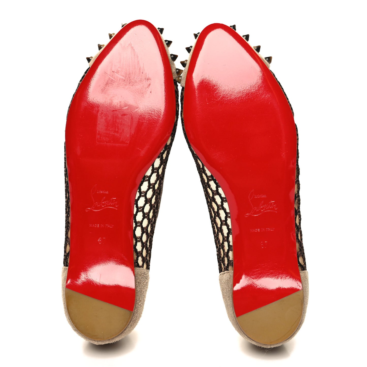 Patent Lace Mix Spikes Flats 37 Corde