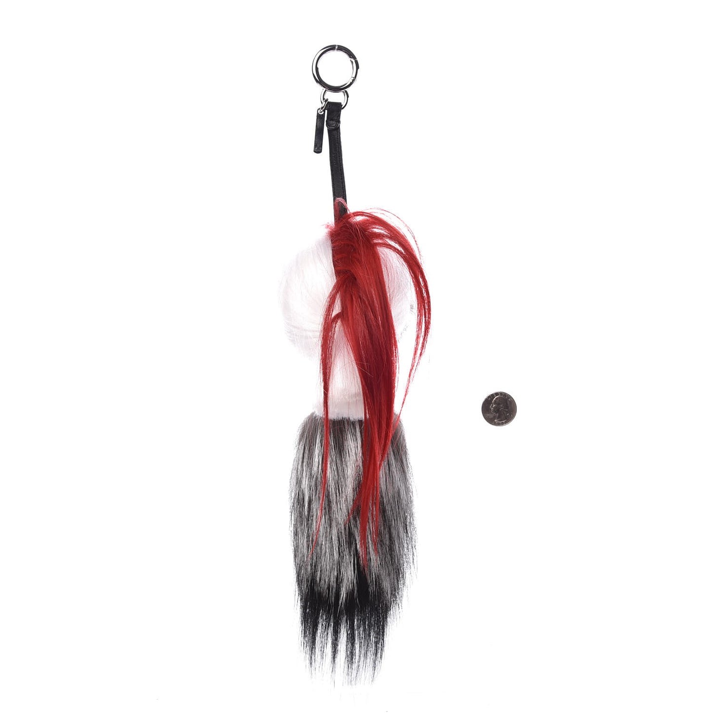 Fox Mink Goat Fur Nappa Karlito Bag Charm Black Foresta Rosso