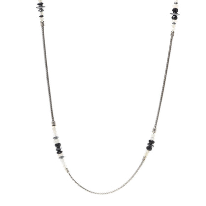 John Hardy Sterling Silver Hematite Moonstone Black Onyx Classic Chain Station Necklace 1 of 5