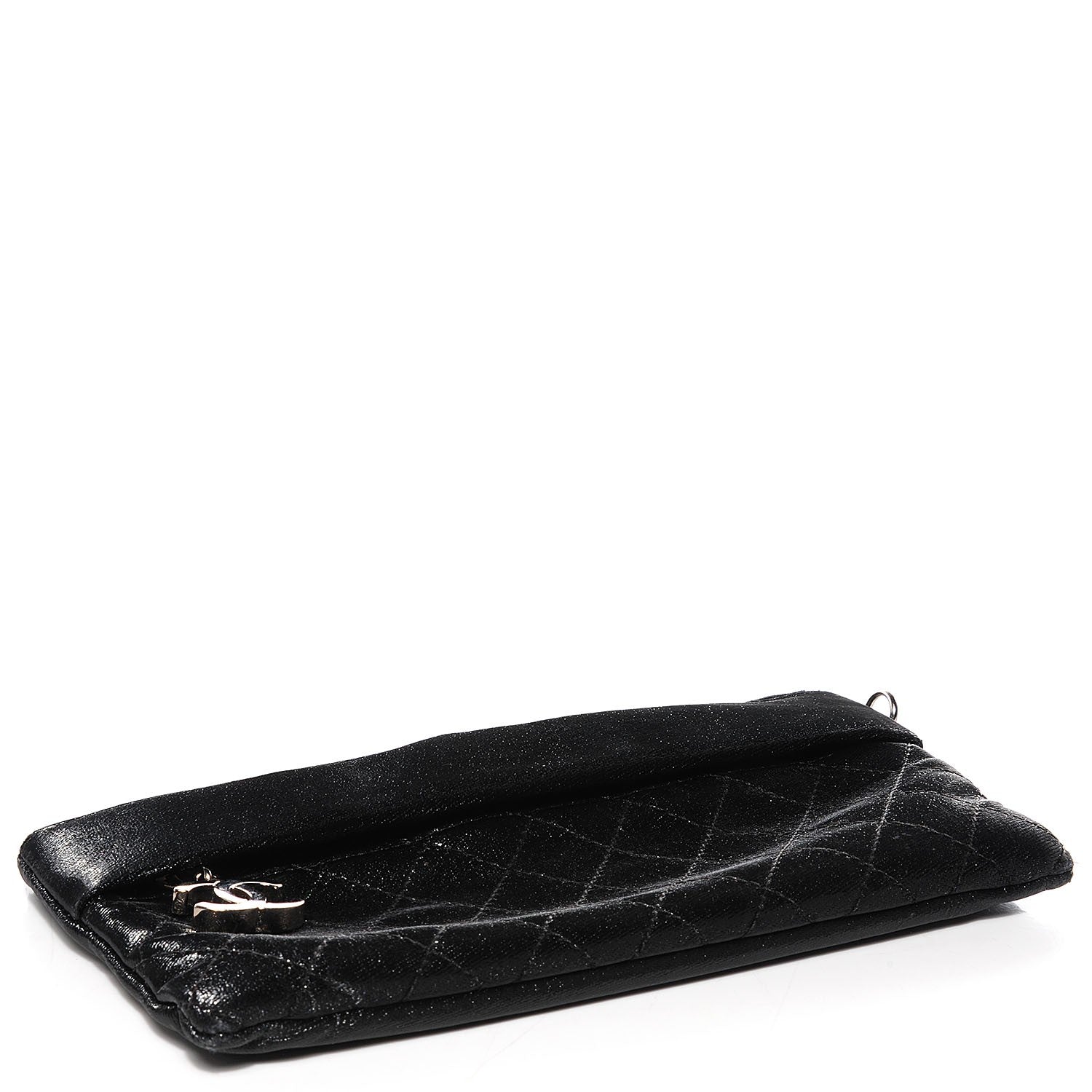 Chanel Quilted Coated Canvas Paris Biarritz Ligne Clutch Black 4 of 8