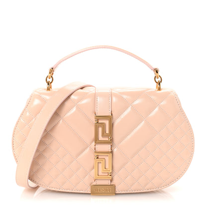 Versace Patent Quilted Greca Goddess Shoulder Bag Light Pink 1 of 10