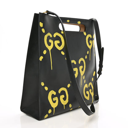 Gucci Calfskin GucciGhost Real Medium XL Tote Black Yellow 3 of 8