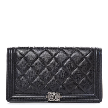 Chanel Calfskin Quilted Boy Yen Wallet Black 1 of 11