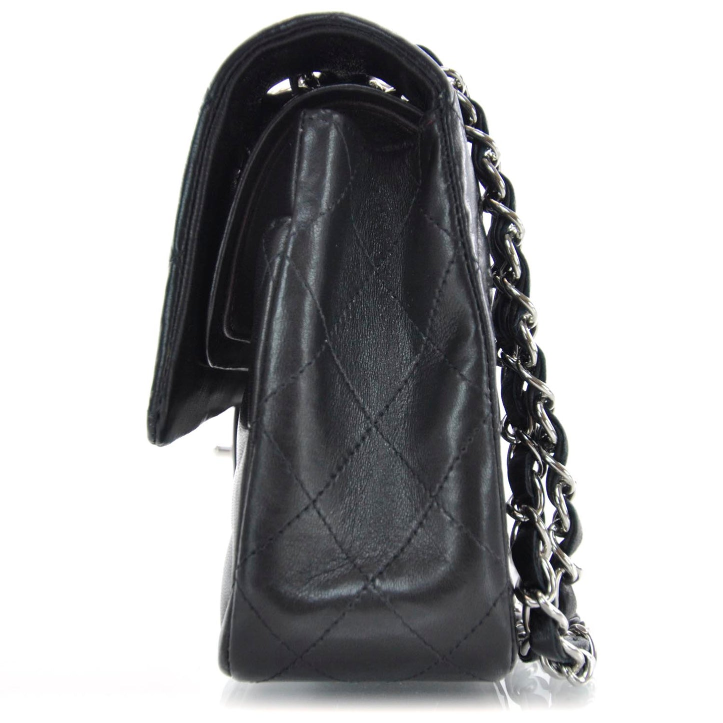 Lambskin Medium Double Flap Black